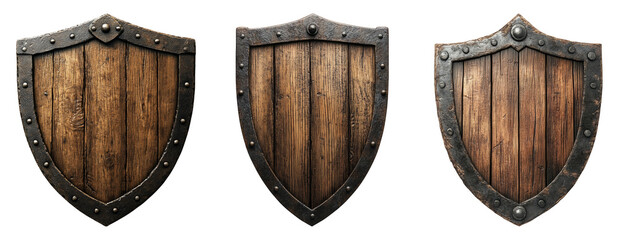 Wooden Shields on Transparent Background for Medieval Designs