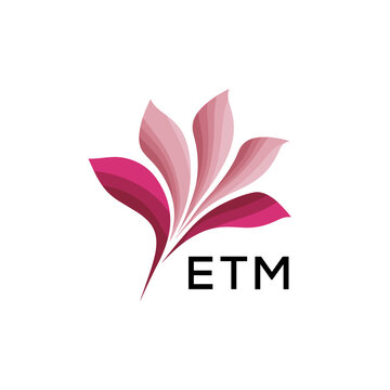 ETM Modern Floral Abstract Logo Design, ETM Later Logo, Creative Botanical Brand Identity, Minimalist Nature Inspired Logo. 

