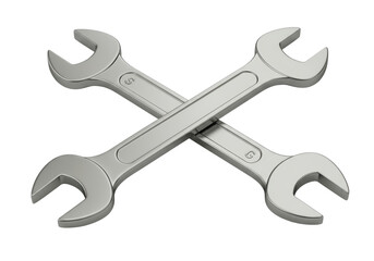 Isolated Crossed Metal Wrenches Mechanic Tools