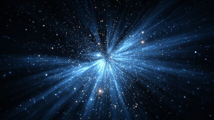 Fototapeta premium A mesmerizing cosmic spectacle: ethereal starlight bursting forth, illuminating the darkness with captivating radiance and captivating celestial beauty in endless expanse.