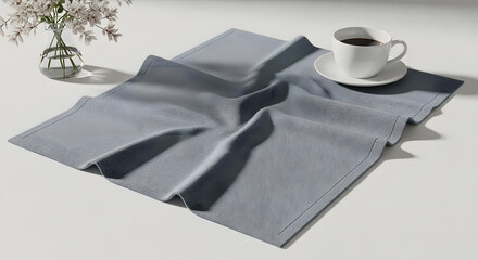 Modern Breakfast Table with Grey Cloth