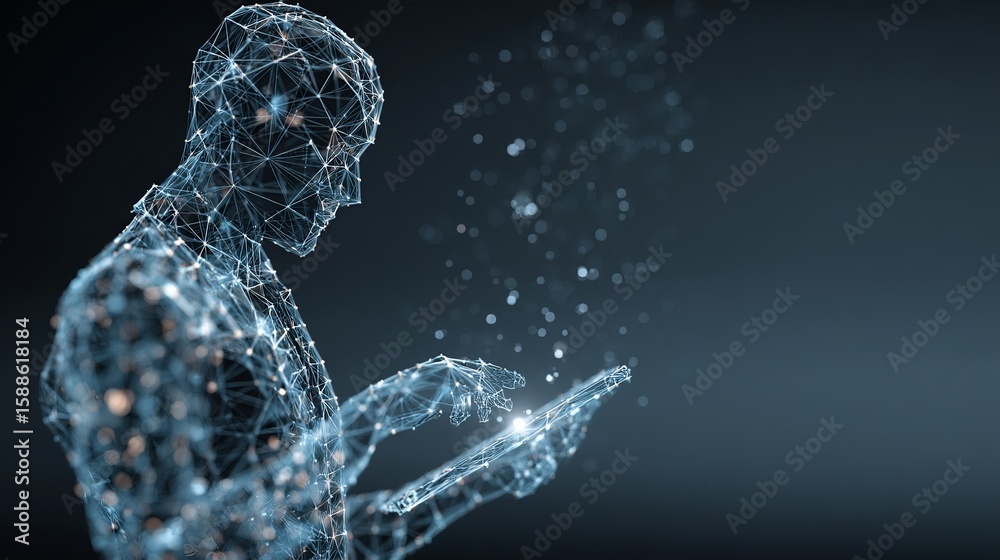 Poster digital transformation showcasing connectivity using artificial intelligence to augment human intera