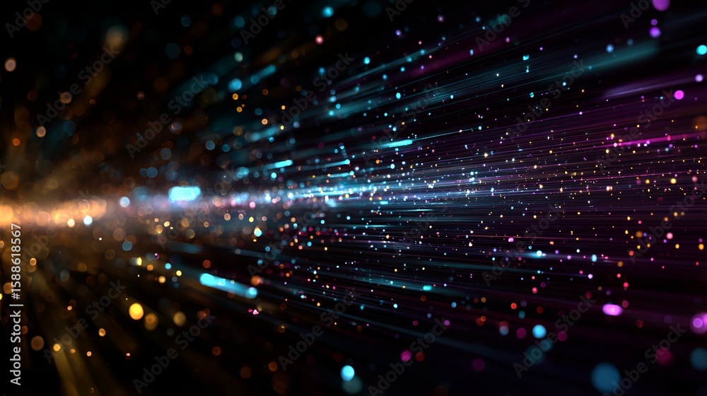 Poster a mesmerizing display of light streaks and bokeh, creating an ethereal and dreamy abstract digital b