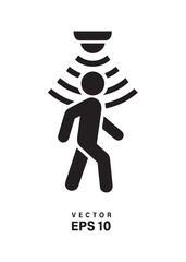 Black person walking under sensor waves signal