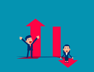 Business risk. Successful and failed business person
