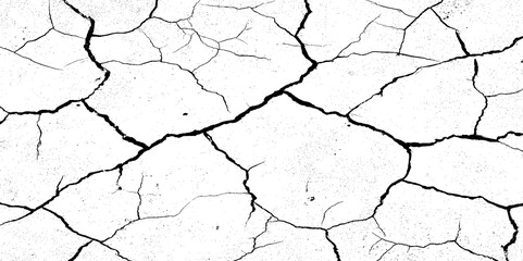 A stark, high-contrast black and white texture resembling cracked earth or shattered glass, showcasing an intricate network of irregular lines against a pristine white background. 
