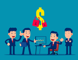 Money security or safety. Business lock money symbol