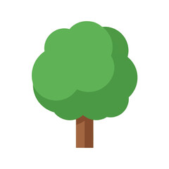 Stylized illustration of a single, vibrant green tree against a white background.