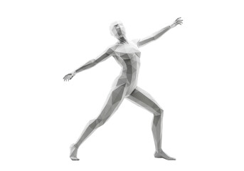 Isolated Abstract Polygonal Human Figure in Motion