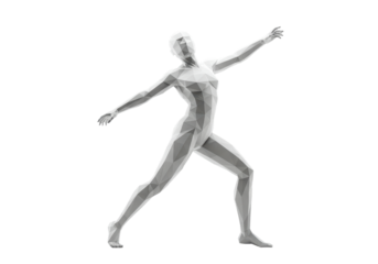Isolated Abstract Polygonal Human Figure in Motion