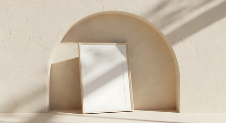 Neutral Aesthetic Archway Mirror Display - Minimal Interior Background