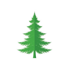 Simple, stylized illustration of a green fir tree against a white background.