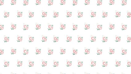 Floral pattern with pink flowers and green leaves