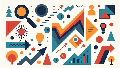 Abstract geometric design with arrows and shapes
