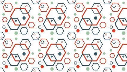 Geometric pattern with hexagons and dots on white