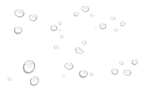 Raindrops and Water Drips on Transparent background. 透明な背景上の水滴と滴り。