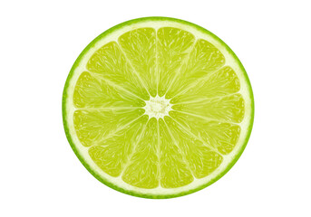 Isolated Cross Section of a Vibrant Green Lime