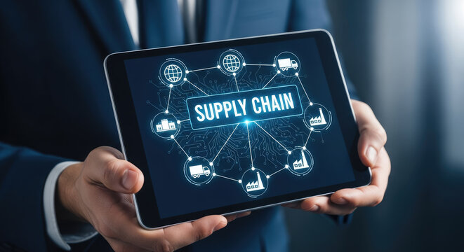 Modern Supply Chain Management on Tablet: Global Logistics, Distribution Network, and Inventory Control for Business and E-commerce Solutions