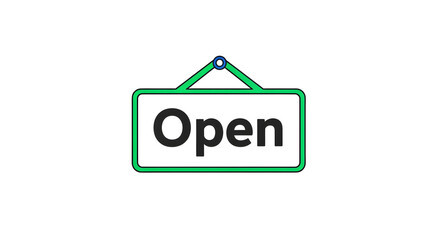 Green Open sign graphic for business retail store shop entrance symbol