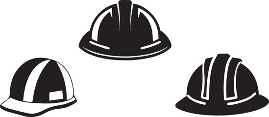Construction Safety Helmet Icon Set – Vector Illustration