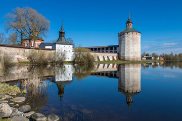 Kirillo-Belozersky Monastery reflected in the lake, Kirillov, Vologda region, Russia