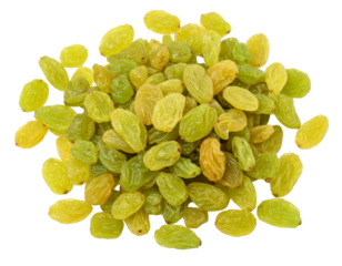 Green raisins isolated on transparent background