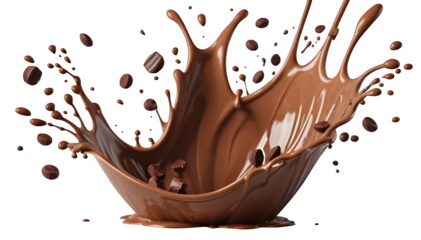 Abstract Chocolate Splash on a White Isolated Background, featuring chocolate milk or cocoa, with a clipping path 3D illustration.