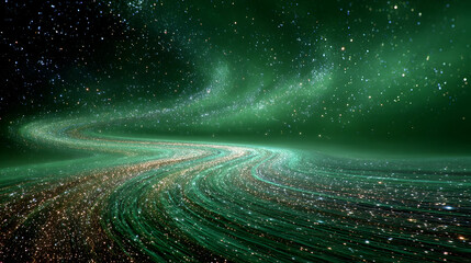 Emerald Galaxy Swirl: Cosmic Path of Stardust