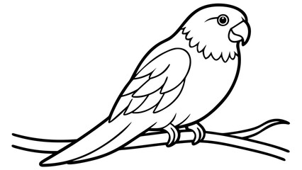 Obraz premium Minimalist Kakapo Parrot Outline on Branch bird black and white
