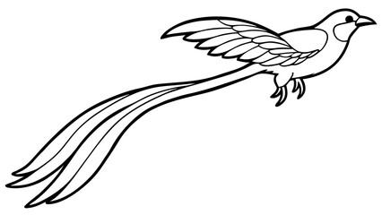 Minimalist Line Drawing of a Quetzal Bird in Flight