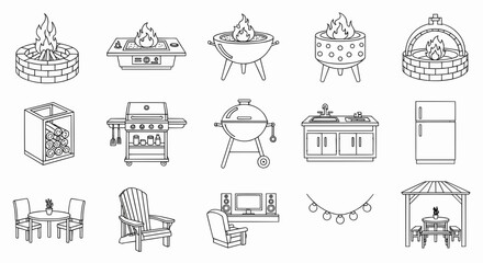 Obraz premium Outdoor Furnishings Vector Stylish Elements for Yard Design