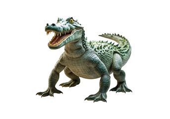 Obraz premium Realistic Crocodile Model with Open Mouth isolated on transparent background. Generative Ai