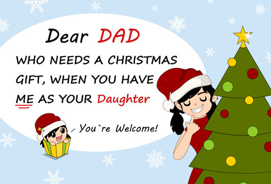 Funny Mischievous Christmas Greeting Card From a Daughter to her Dad - With Personalized Message - Powered by Adobe