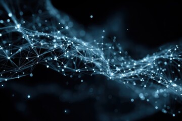 This stock image features a captivating blue abstract background with interconnected lines and dots, creating a visually striking design reminiscent of a bioluminescent communication system.