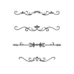 Set of Vintage decorative lines. text dividers. Line border. Lines separators, Borders, Vintage dividers, Underline elements. Divider set vector. Vector illustration.Line dividers.	