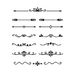 Obraz premium Set of Vintage decorative lines. text dividers. Line border. Lines separators, Borders, Vintage dividers, Underline elements. Divider set vector. Vector illustration.Line dividers. 