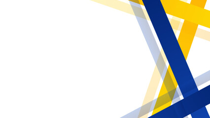 Abstract geometric background with overlapping transparent yellow and blue lines.