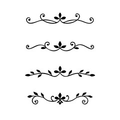 Set of Vintage decorative lines. text dividers. Line border. Lines separators, Borders, Vintage dividers, Underline elements. Divider set vector. Vector illustration.Line dividers.	