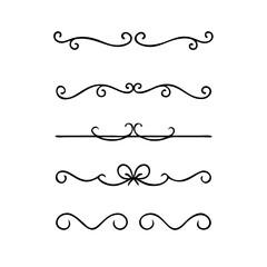 Set of Vintage decorative lines. text dividers. Line border. Lines separators, Borders, Vintage dividers, Underline elements. Divider set vector. Vector illustration.Line dividers.	