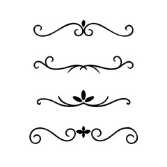 Set of Vintage decorative lines. text dividers. Line border. Lines separators, Borders, Vintage dividers, Underline elements. Divider set vector. Vector illustration.Line dividers.	