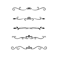 Obraz premium Set of Vintage decorative lines. text dividers. Line border. Lines separators, Borders, Vintage dividers, Underline elements. Divider set vector. Vector illustration.Line dividers. 