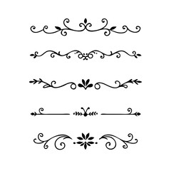 Set of Vintage decorative lines. text dividers. Line border. Lines separators, Borders, Vintage dividers, Underline elements. Divider set vector. Vector illustration.Line dividers.	