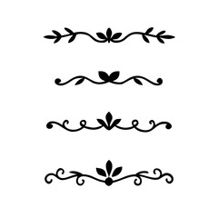 Set of Vintage decorative lines. text dividers. Line border. Lines separators, Borders, Vintage dividers, Underline elements. Divider set vector. Vector illustration.Line dividers.	