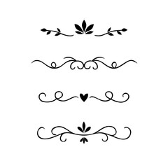Set of Vintage decorative lines. text dividers. Line border. Lines separators, Borders, Vintage dividers, Underline elements. Divider set vector. Vector illustration.Line dividers.	
