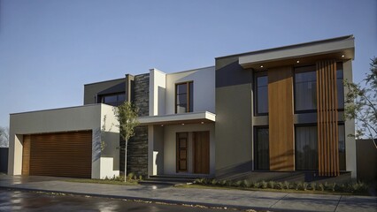 Modern Minimalist House with White Walls and Large Windows