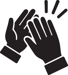 Silhouette vector of hand clapping symbolizing applause, appreciation, and celebration for various designs.