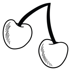 Hand drawn doodle cherry on white background.