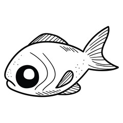 Hand drawn doodle fish on white background.
