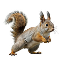 Cute squirrel isolated on transparent background Generative Ai.