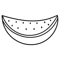 Hand drawn doodle watermelon slice on white background.